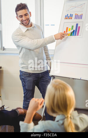 Smiling businessman giving presentation in meeting room Stock Photo