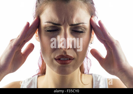 Woman having headache Stock Photo