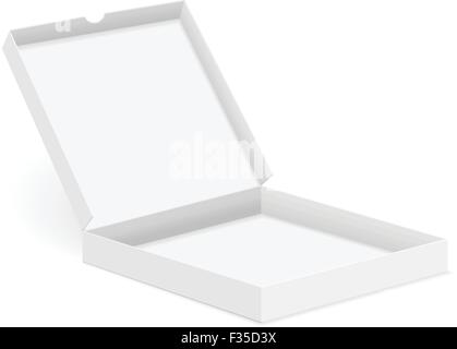 Open paper pizza box on white background. Vector illustration. Stock Vector