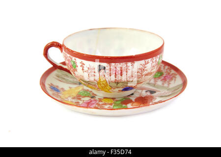 Chinese porcelain tea cup china design isolated on white background Stock Photo