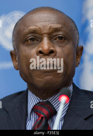 New York City, United States. 29th Sep, 2015. David Arthur Granger (not seen), President of the Republic of Guyana along with his Foreign Minister Carl Greenidge a tended a Press Conference on the Dispute of border with Venezuela today at the UN Headquarters in New York City. Credit:  Luiz Rampelotto/Pacific Press/Alamy Live News Stock Photo