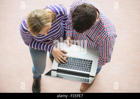 College students working on laptop Stock Photo