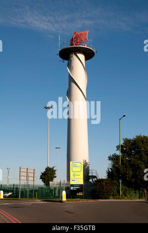 Radar tower, Birmingham Airport, UK Stock Photo