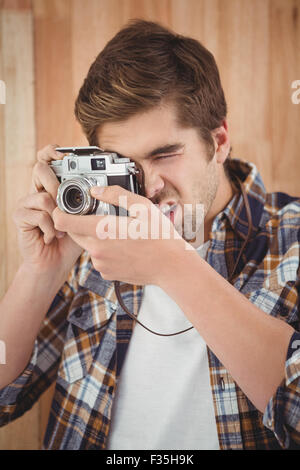 Close-up of hipster photographing Stock Photo
