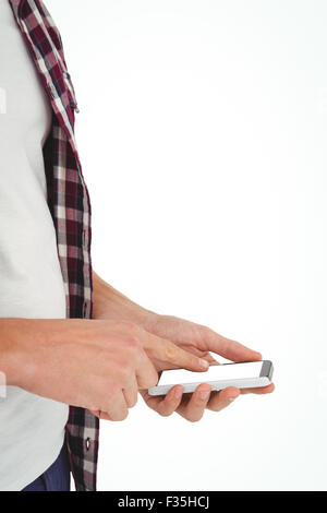 Cropped image of man using mobile phone Stock Photo