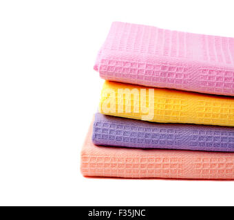 four kitchen towels isolated on white background Stock Photo