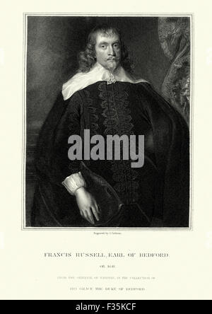 Portrait of Francis Russell, 4th Earl of Bedford an English politician. About 1631 he built the square of Covent Garden, with th Stock Photo