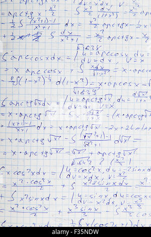 Squared paper with mathematical formulas Stock Photo - Alamy