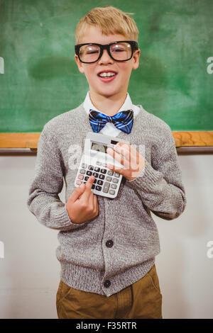 Smart student wearing bow tie and glasses Stock Photo