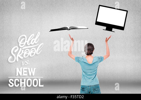 Composite image of brunette gesturing Stock Photo