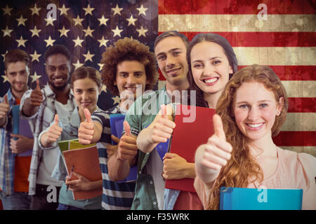 Composite image of fashion students smiling at camera together Stock Photo