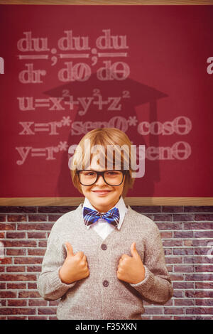 Composite image of cute pupil dressed up as teacher Stock Photo