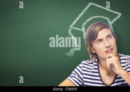 Composite image of thoughtful man Stock Photo