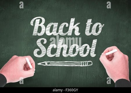 Composite image of hand writing with chalk Stock Photo