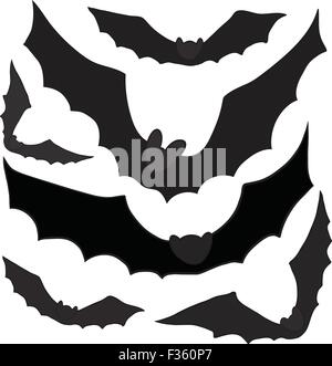 Vector Set Of Halloween Bats Silhouettes Illustration Isolated On White ...