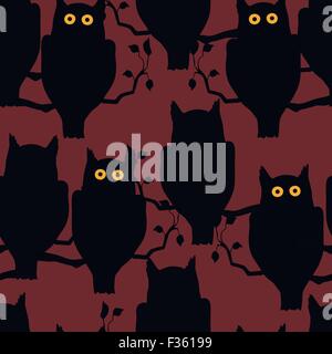Owls sitting on a branch Stock Vector