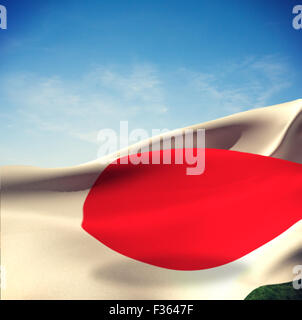 Composite image of red circle on japan flag Stock Photo