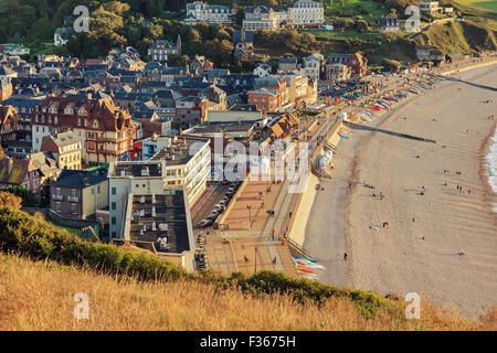 Etretat commune from viewpoint, France Stock Photo