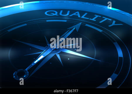 Composite image of compass pointing to quality Stock Photo