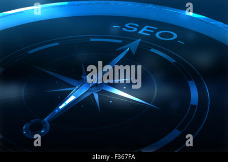 Composite image of compass pointing to seo Stock Photo