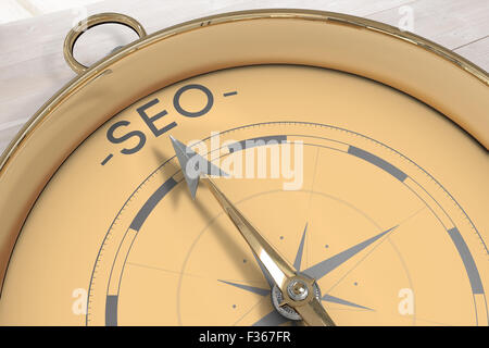 Composite image of compass pointing to seo Stock Photo
