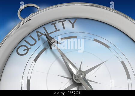 Composite image of compass pointing to quality Stock Photo