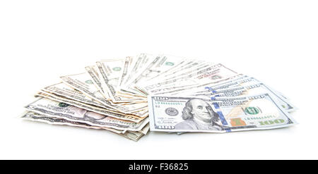 Various dollar notes. All on white background Stock Photo