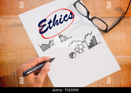 Ethics against business graphs Stock Photo