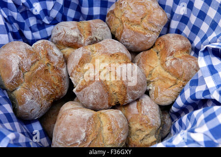 Traditional bread at the medieval market in Montblanc, Tarragona, Catalonia, Spain Stock Photo