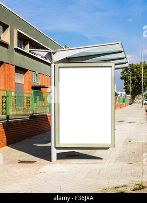 Blank Billboard on Bus Stop, empty for advertising or graphic design