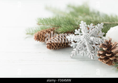 Christmas decorations on table Stock Photo
