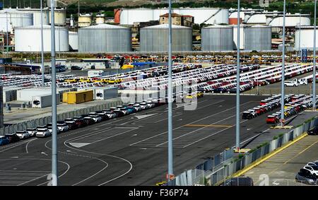 Cars awaiting export Stock Photo