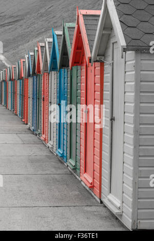 Whitby beach huts Stock Photo