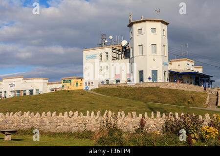 Tourists at the Complex and visitors center at the summit of the Great Orme  Llandudno, Wales Stock Photo