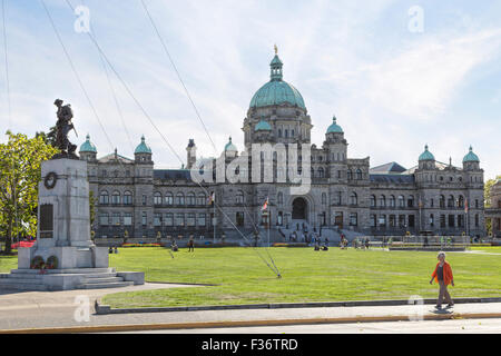 Parliament Buildings in Neo-Baroque Renaissance style, Victoria, Vancouver Island, British Columbia, Canada, North America. Stock Photo
