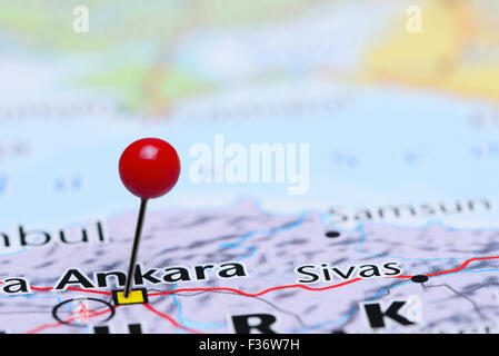 Ankara pinned on a map of Asia Stock Photo