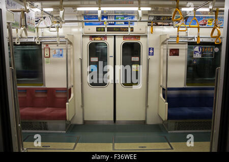 Empty train centered on doors Stock Photo