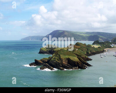 Looking over Watermouth Cove in north Devon towards Combe Martin Stock Photo