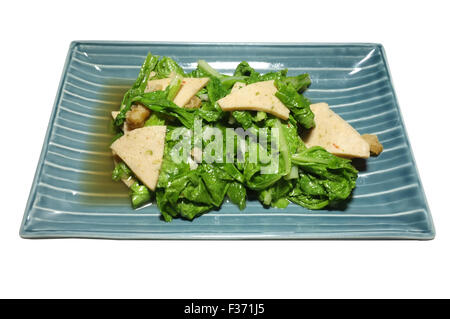 Stir fried green vegetable with ham Stock Photo