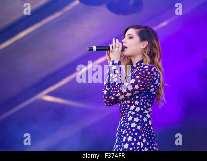 Musician Sydney Sierota of Echosmith performs onstage at the 2015 iHeartRadio Music Festival at the Las Vegas Village Stock Photo