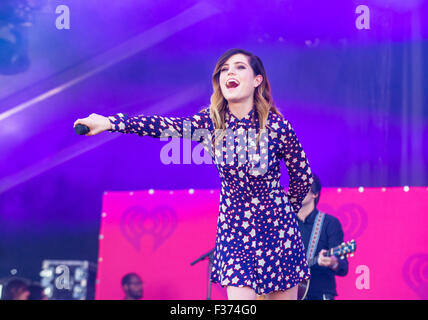 Musician Sydney Sierota of Echosmith performs onstage at the 2015 iHeartRadio Music Festival at the Las Vegas Village Stock Photo