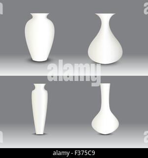 White vase set, vector object Stock Vector