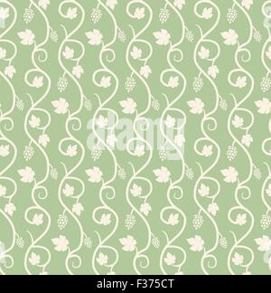 Chain of grape ivy seamless pattern, vector Stock Vector