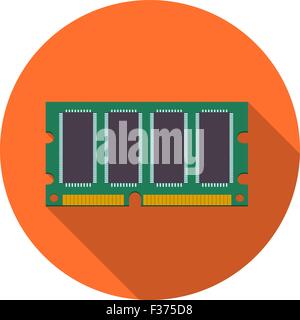 Mini DDR Ram icon with long shadow Stock Vector