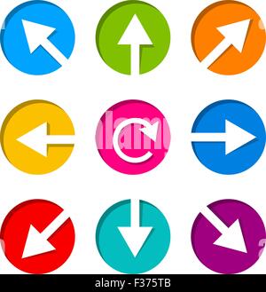 Set of white arrow icon in circle Stock Vector