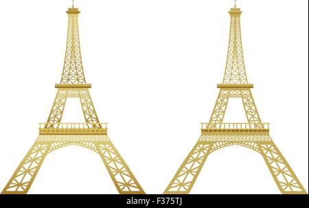 Golden Eiffel Tower in effect and flat style Stock Vector