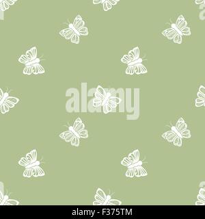 flying butterfly seamless pattern in retro style, vintage vector background Stock Vector