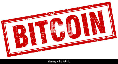 bitcoin red square grunge stamp on white Stock Photo - Alamy
