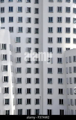 High-rise building facade, windows, Gehry buildings in the MedienHafen, Düsseldorf, North Rhine-Westphalia, Germany Stock Photo
