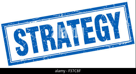 strategy blue square grunge stamp on white Stock Photo - Alamy